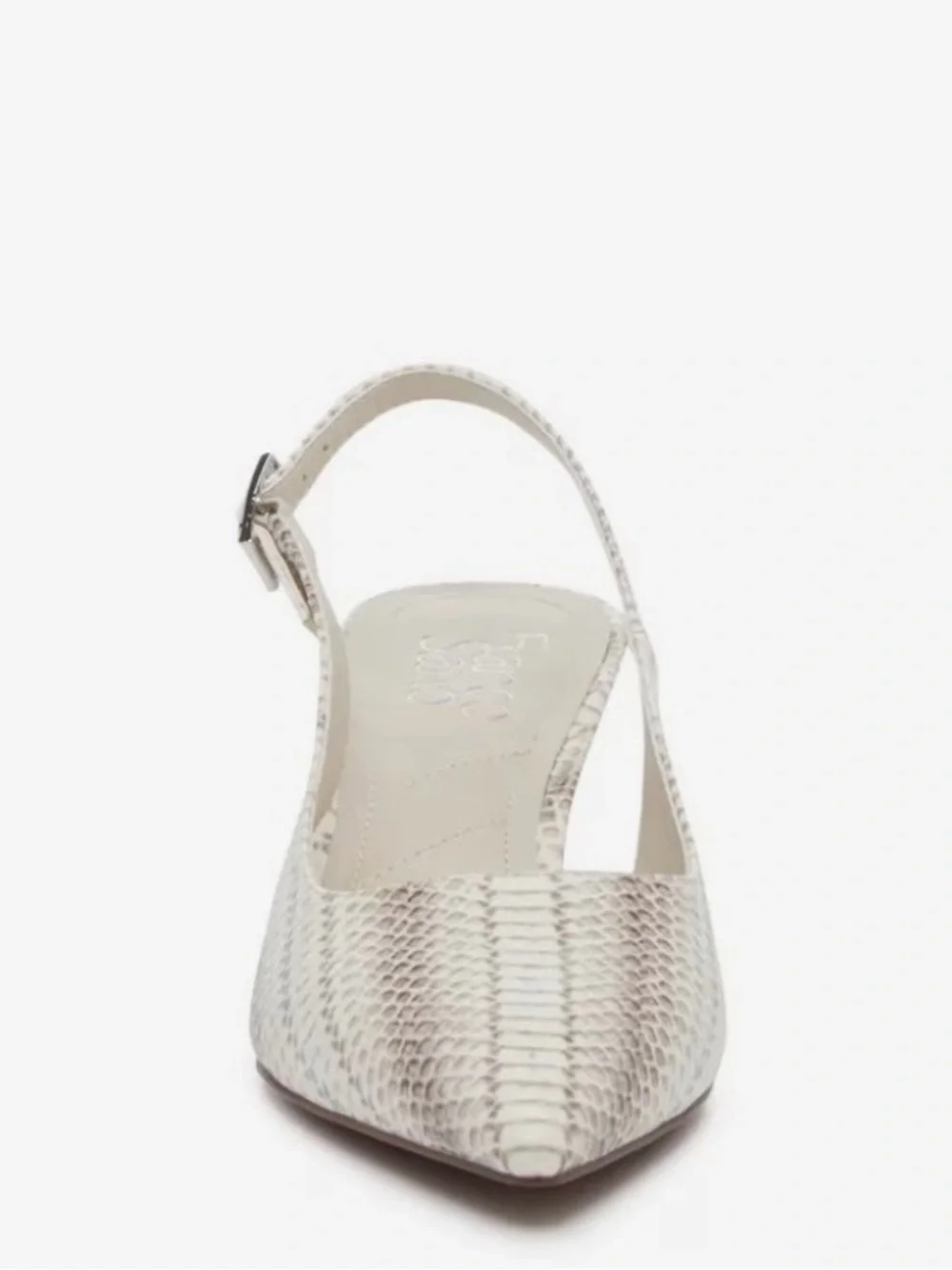 Franco Sarto Kate Pointed Slingback Kitten Heel in Cream Snake Print - Picture 2 of 8
